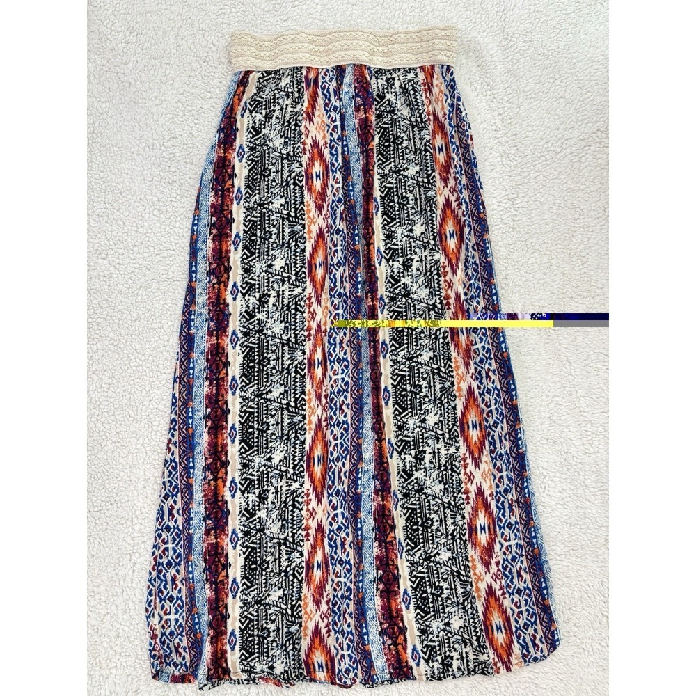 APII Boho Floral Print Pull On Maxi Skirt Size XL Elastic Waist Stretch - Picture 8 of 8